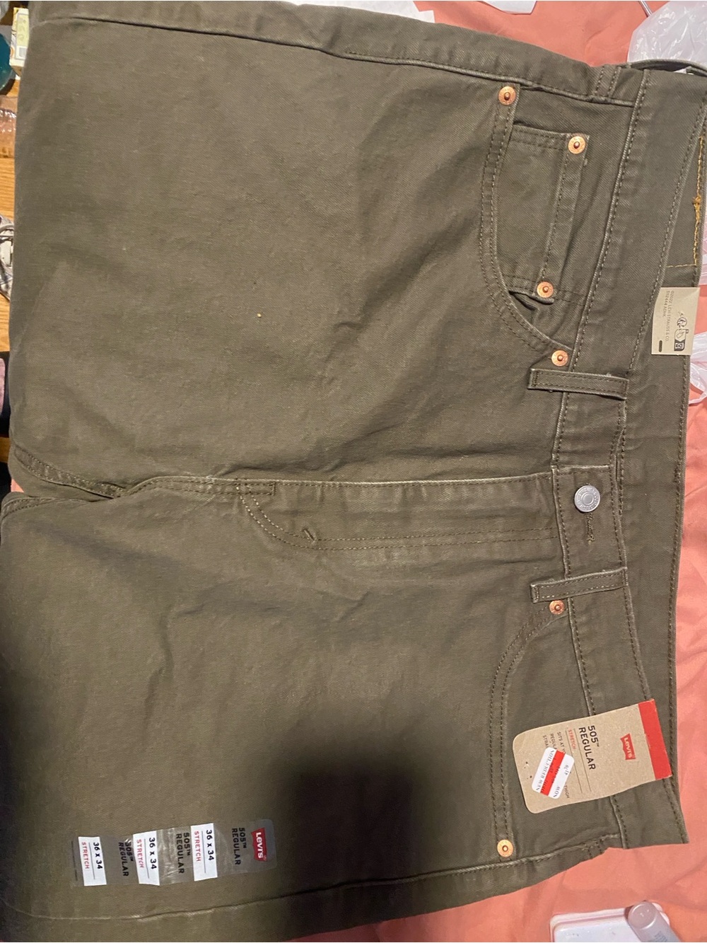Levi's Men’s Olive Night 505 Jeans - Straight Fit 36x34 BNWT